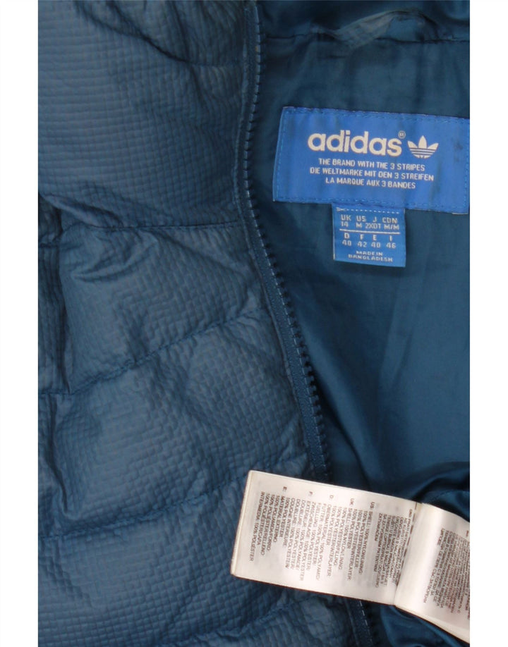 Adidas Womens Hooded Padded Jacket UK 14 Medium Blue Nylon