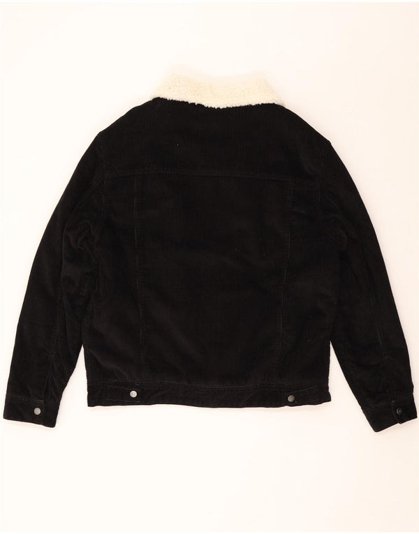 ZARA Mens Sherpa Corduroy Jacket UK 42 XL Black Colourblock Cotton