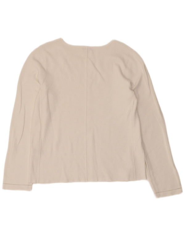 Jigsaw Womens Top Long Sleeve UK 12 Medium White Viscose