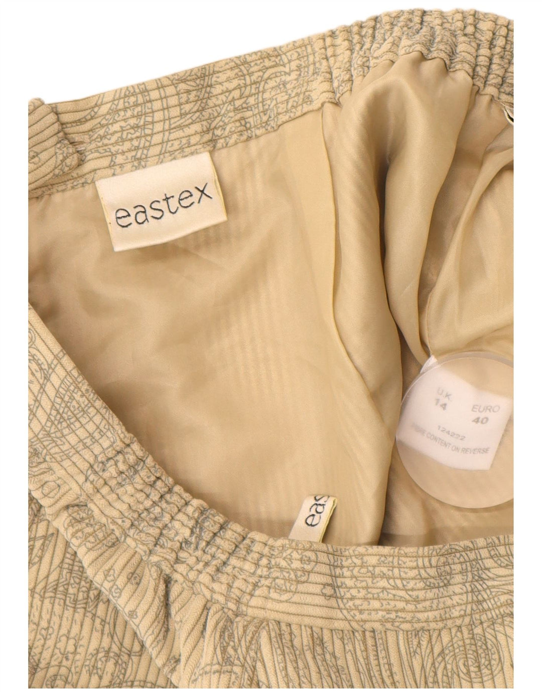 EASTEX Womens Corduroy Straight Skirt UK 14 Medium  Beige Floral Polyester