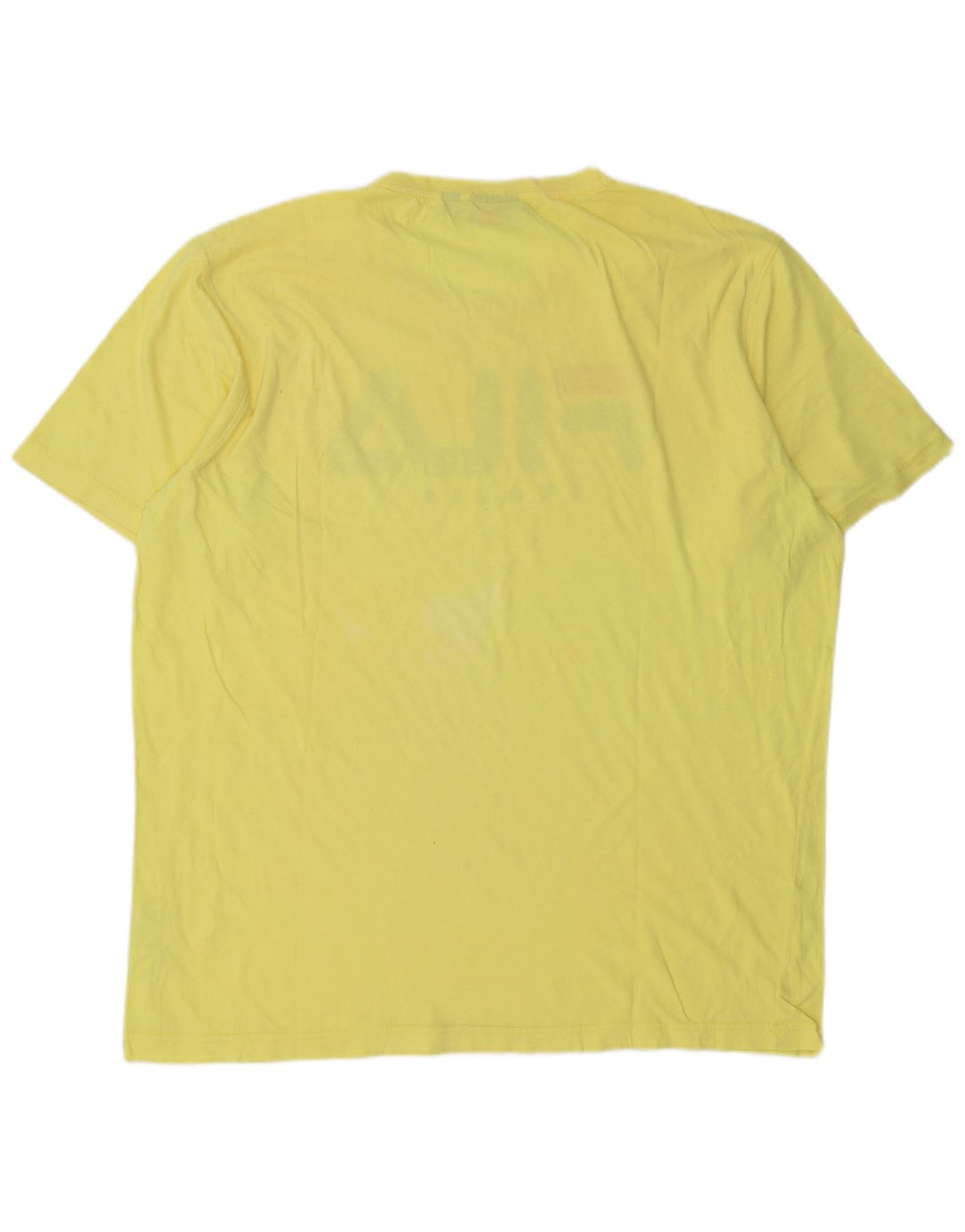 FILA Mens Graphic T-Shirt Top XL Yellow Cotton