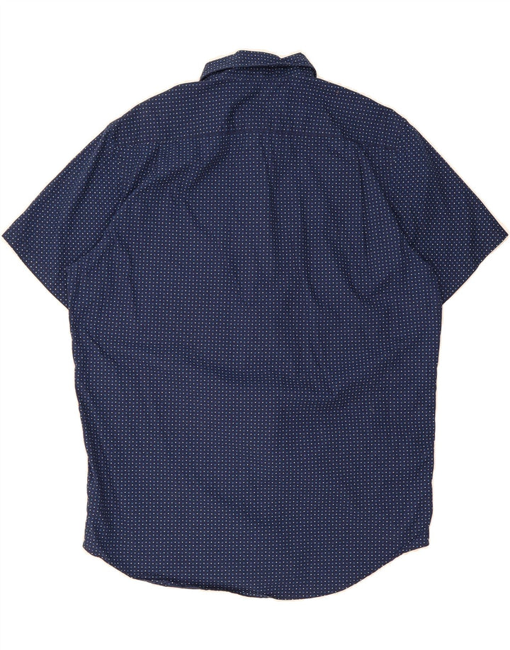 MICHAEL KORS Mens Classic Fit Short Sleeve Shirt Medium Navy Blue Spotted Vintage Michael Kors and Second-Hand Michael Kors from Messina Hembry 