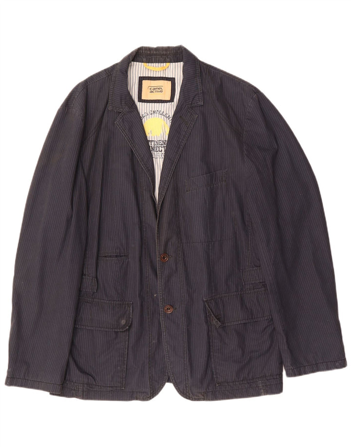 Camel Active Mens 2 Button Blazer Jacket UK 40 Large Navy Blue Pinstripe