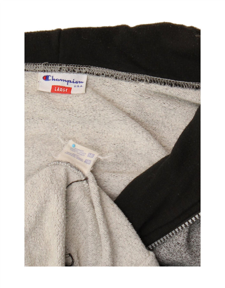CHAMPION Mens Graphic Zip Hoodie Sweater Large Grey Polyacrylic Vintage Champion and Second-Hand Champion from Messina Hembry 