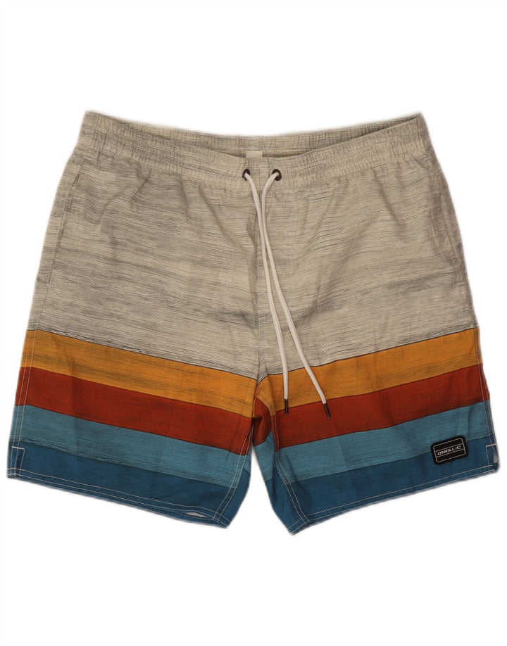 O'Neill Mens Swimming Shorts Large  Grey Striped Polyester