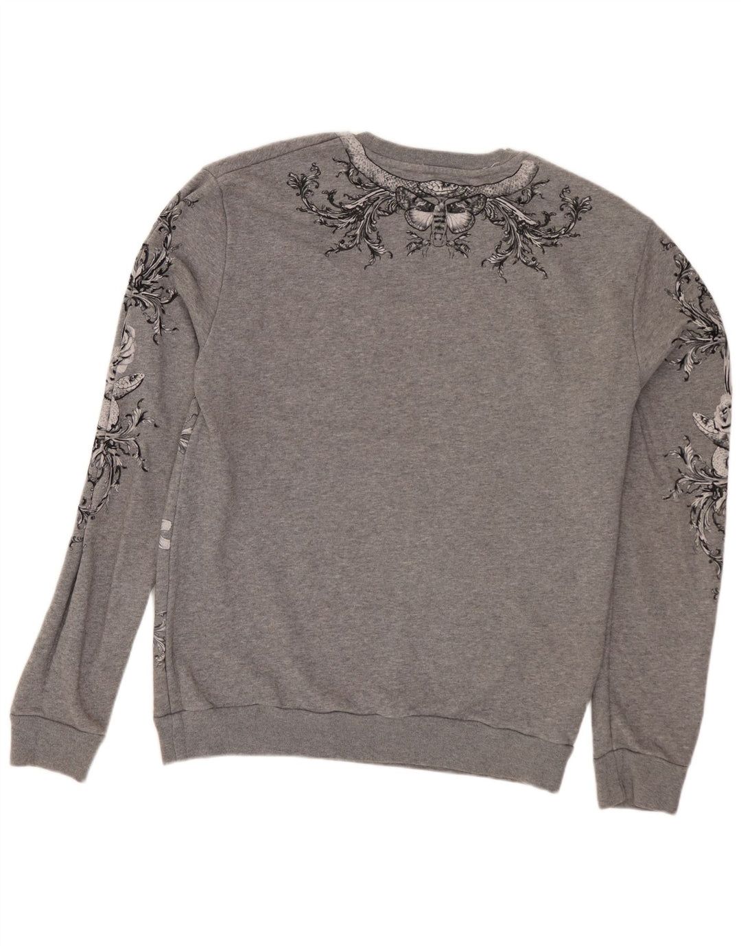 Zara Mens Graphic Sweatshirt Jumper Medium Grey Floral Cotton