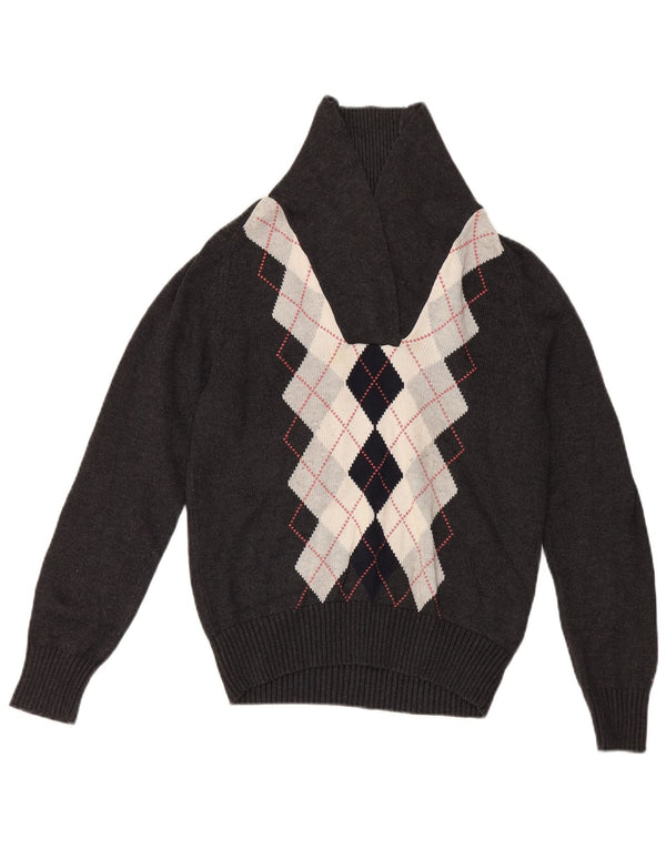 Tommy Hilfiger Womens Shawl Neck Jumper Sweater UK 14 Large Grey