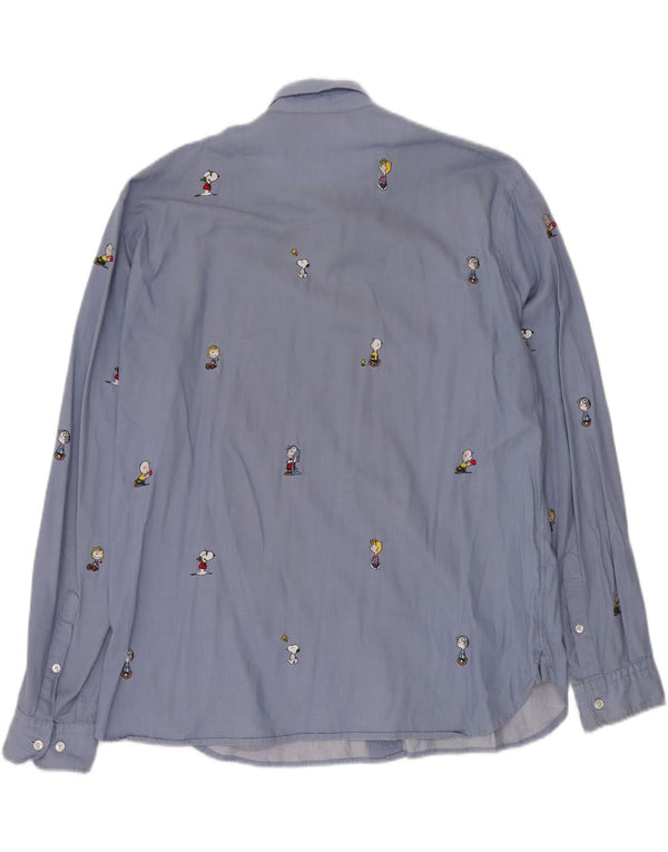 HUGO BOSS Mens Peanuts Shirt XL Blue Cotton
