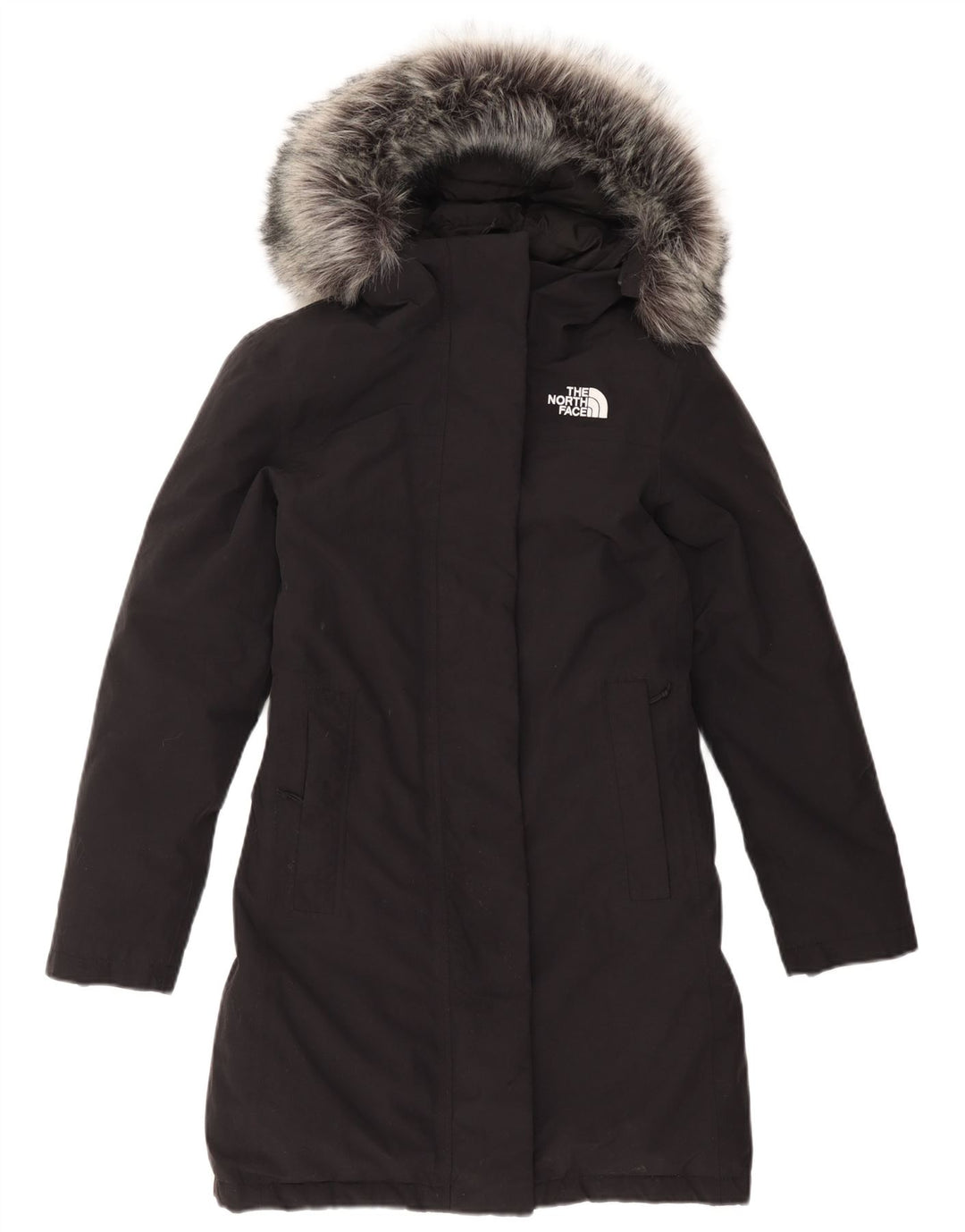 THE NORTH FACE Womens Oversized Hooded Padded Coat UK 6 XS Black Nylon