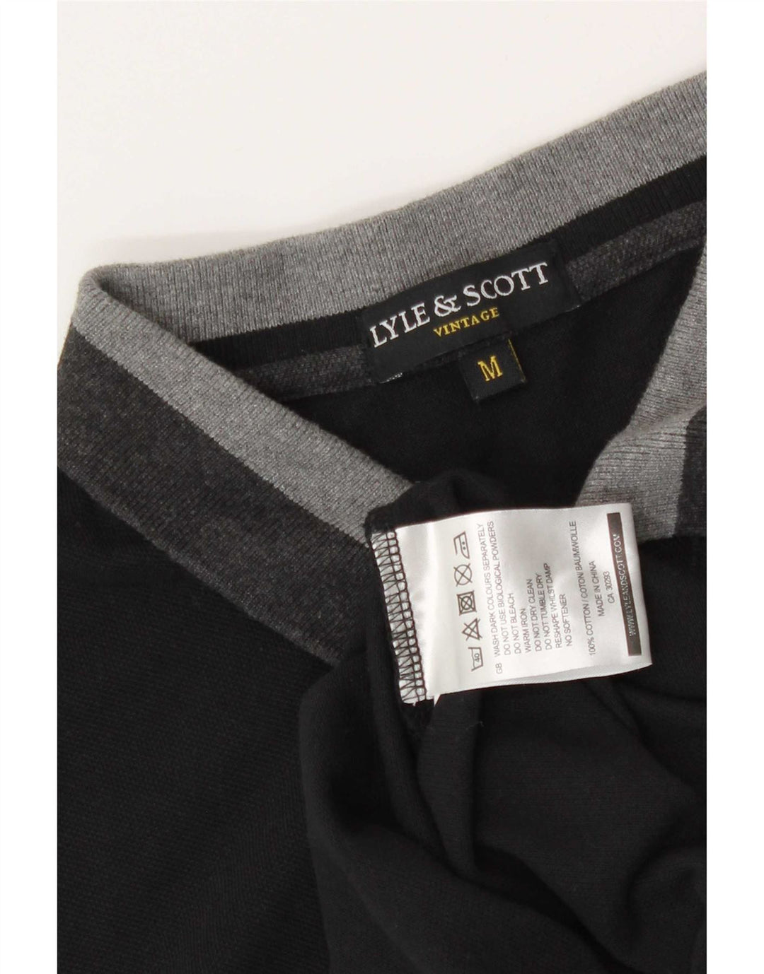 Lyle & Scott Mens Polo Shirt Medium Black Colourblock Cotton