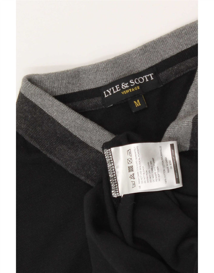 Lyle & Scott Mens Polo Shirt Medium Black Colourblock Cotton