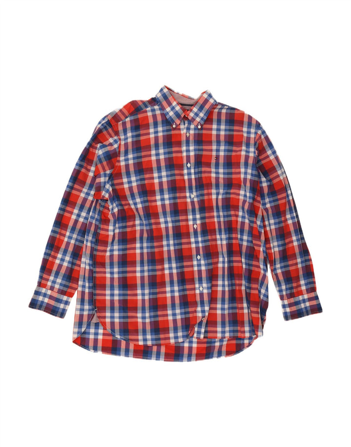 TOMMY HILFIGER Mens Regular Fit Shirt 2XL Red Check Cotton