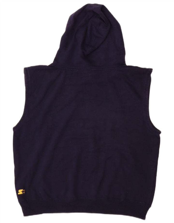 STARTER Mens Graphic Sleeveless Hoodie Jumper Large Navy Blue Cotton