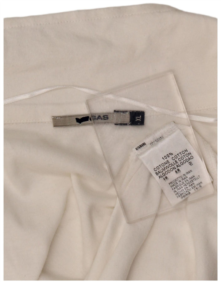 GAS Womens Graphic Polo Shirt UK 18 XL White Cotton