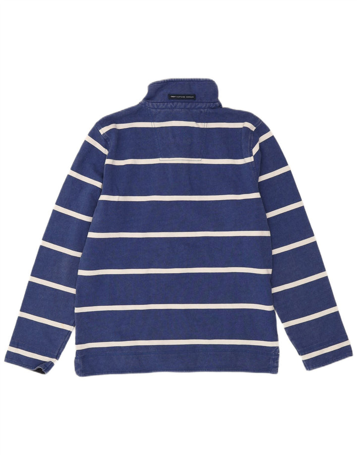 CREW CLOTHING Mens Button Neck Sweatshirt Jumper Medium Blue Striped