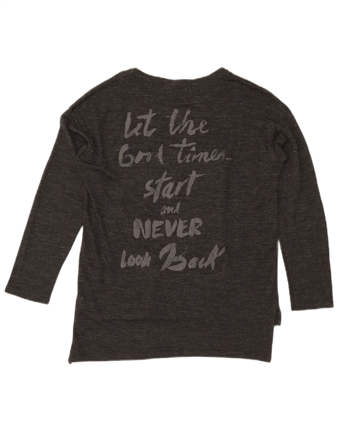 Zara Womens Oversized Graphic Top Long Sleeve UK 10 Small Grey