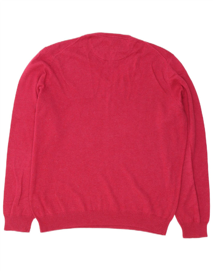 Massimo Dutti Mens V-Neck Jumper Sweater Large Pink Cotton