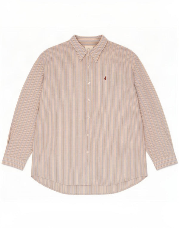 Marlboro Classics Mens Shirt 3XL Blue Pinstripe Linen