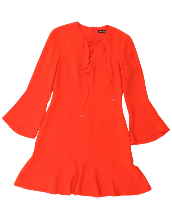 Karen Millen Womens Long Sleeve A-Line Dress UK 10 Small Red Triacetate