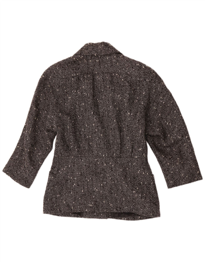 Vintage Womens Double Breasted Blazer Jacket EU 42 Large Black Flecked Wool