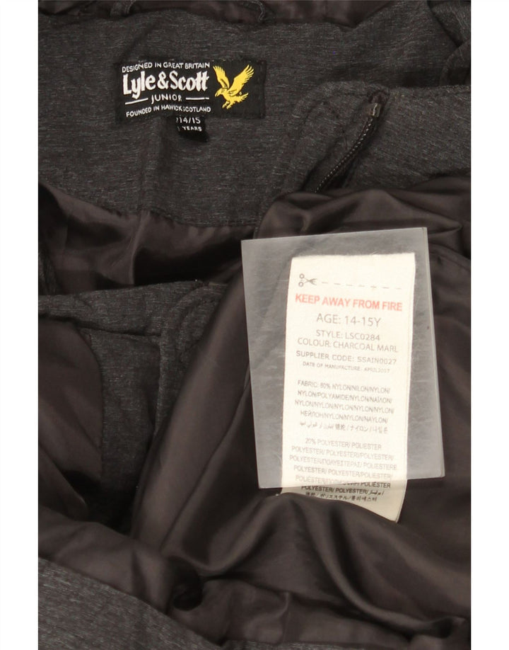 Lyle & Scott Boys Hooded Padded Jacket 14-15 Years Grey Nylon