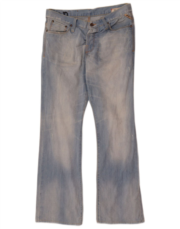 Jack & Jones Mens Distressed Bootcut Jeans W33 L32 Blue Cotton