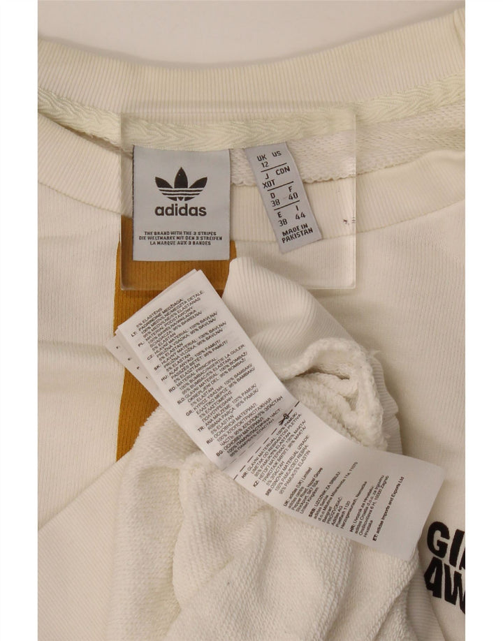 ADIDAS Womens Oversized Sweatshirt Jumper UK 12 Medium White Colourblock
