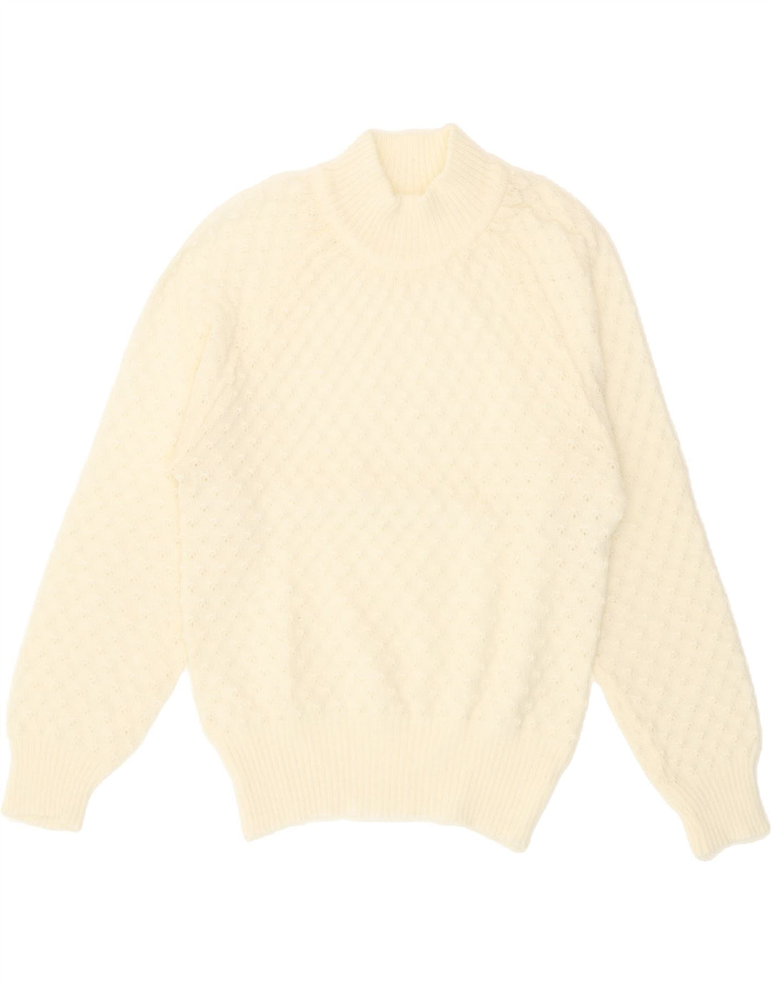 VINTAGE Womens Turtle Neck Jumper Sweater UK 12 Medium Off White Vintage Vintage and Second-Hand Vintage from Messina Hembry 