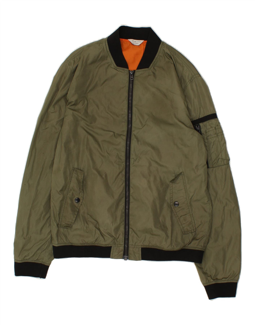 JACK & JONES Mens Bomber Jacket UK 36 Small Khaki Polyester Vintage Jack & Jones and Second-Hand Jack & Jones from Messina Hembry 