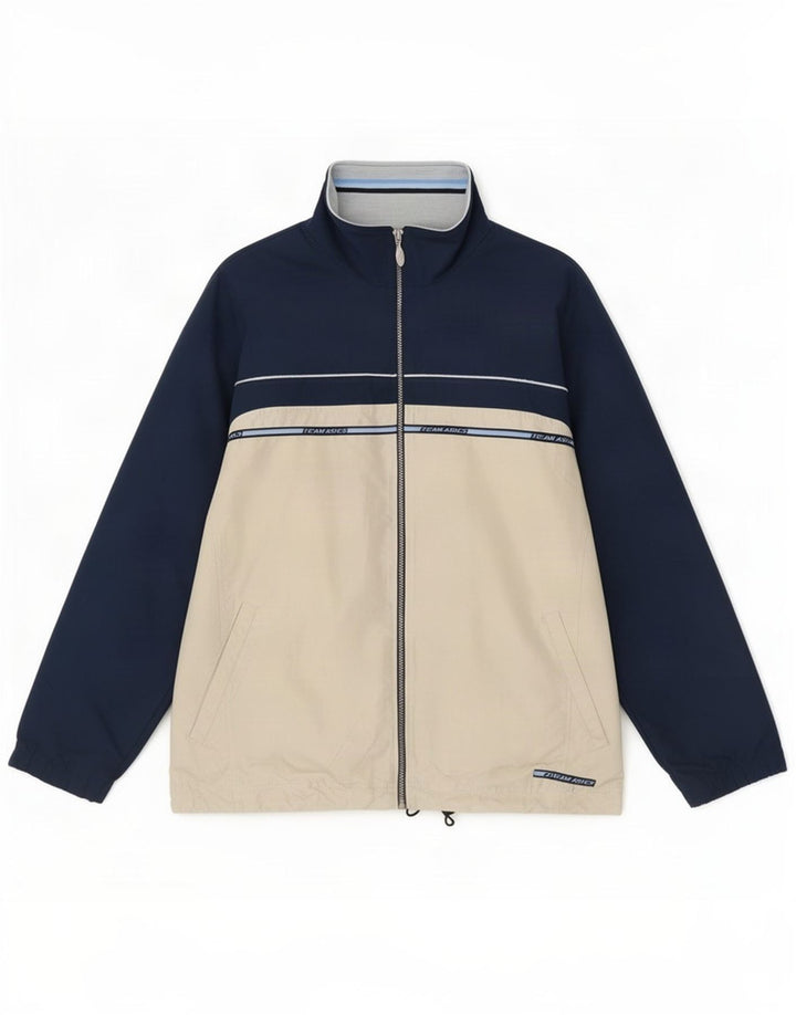 Asics Mens Tracksuit Top Jacket Large Navy Blue Colourblock