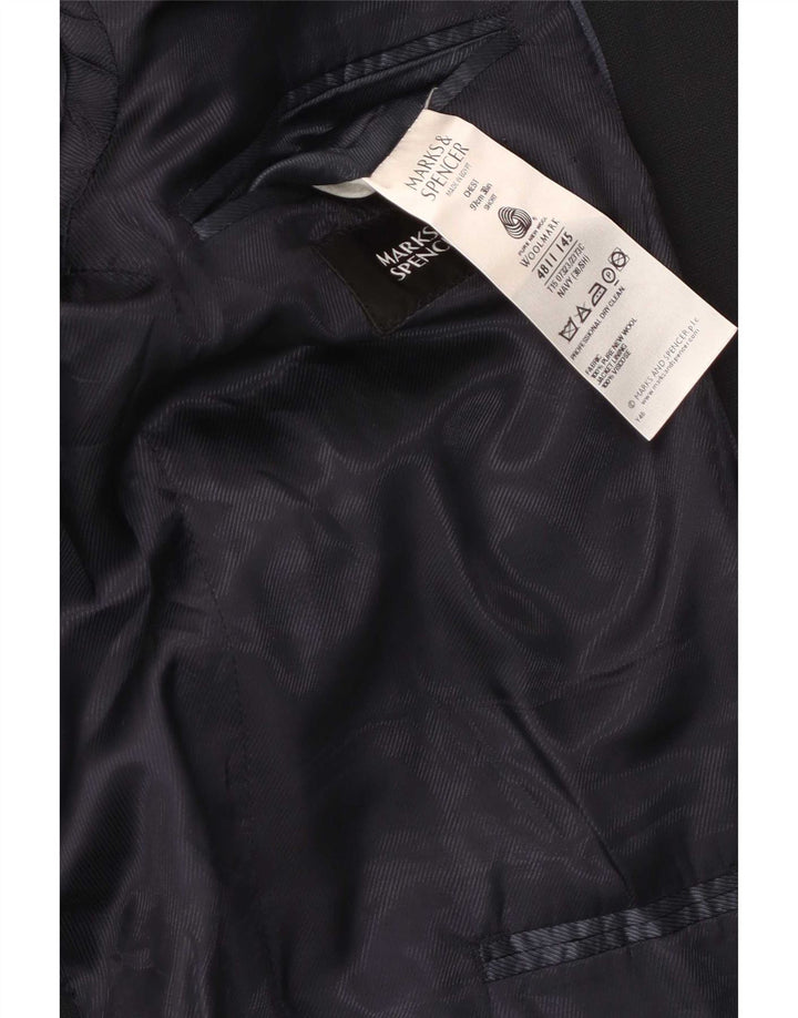 Marks & Spencer Mens 2 Button Blazer Jacket EU 38 Medium Navy Blue New Wool