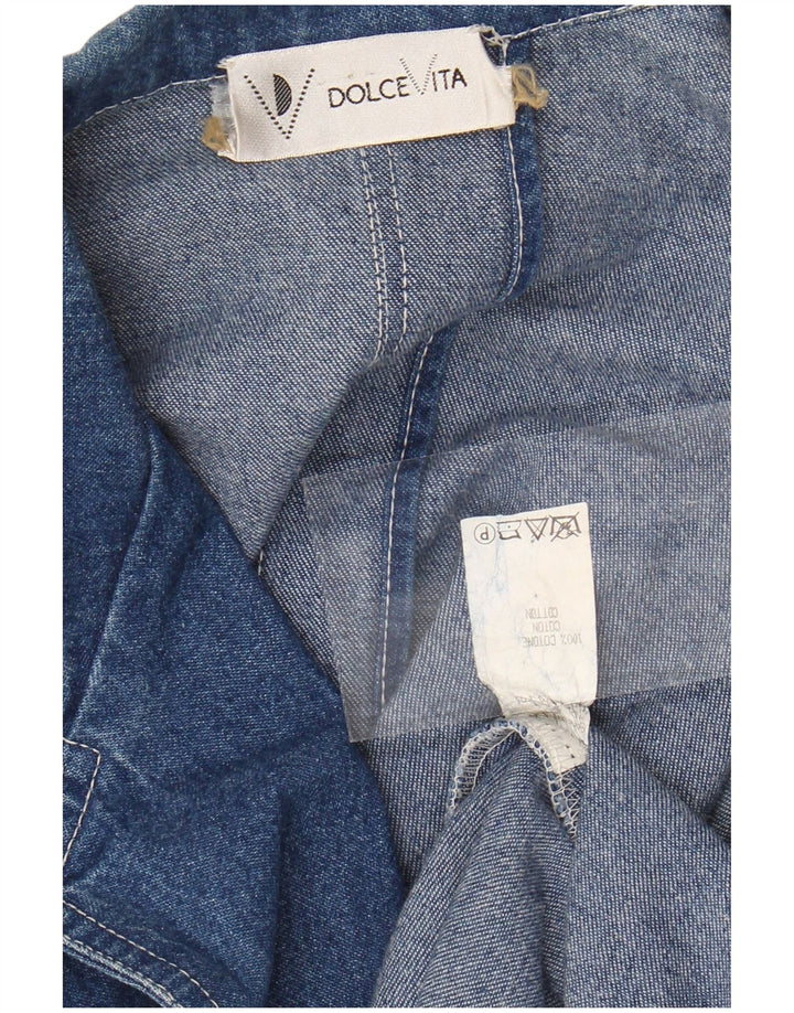 DOLCE VITA Womens 2 Button Denim Blazer Jacket UK 14 Large Blue Cotton