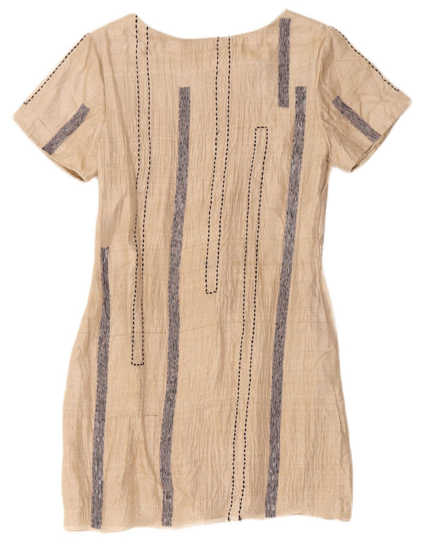 Aftershock Womens Shift Dress UK 14 Large Beige Striped