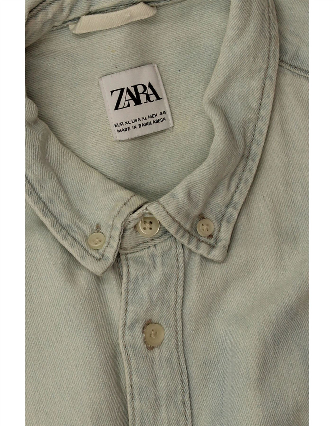 Zara Mens Denim Shirt XL Blue Cotton