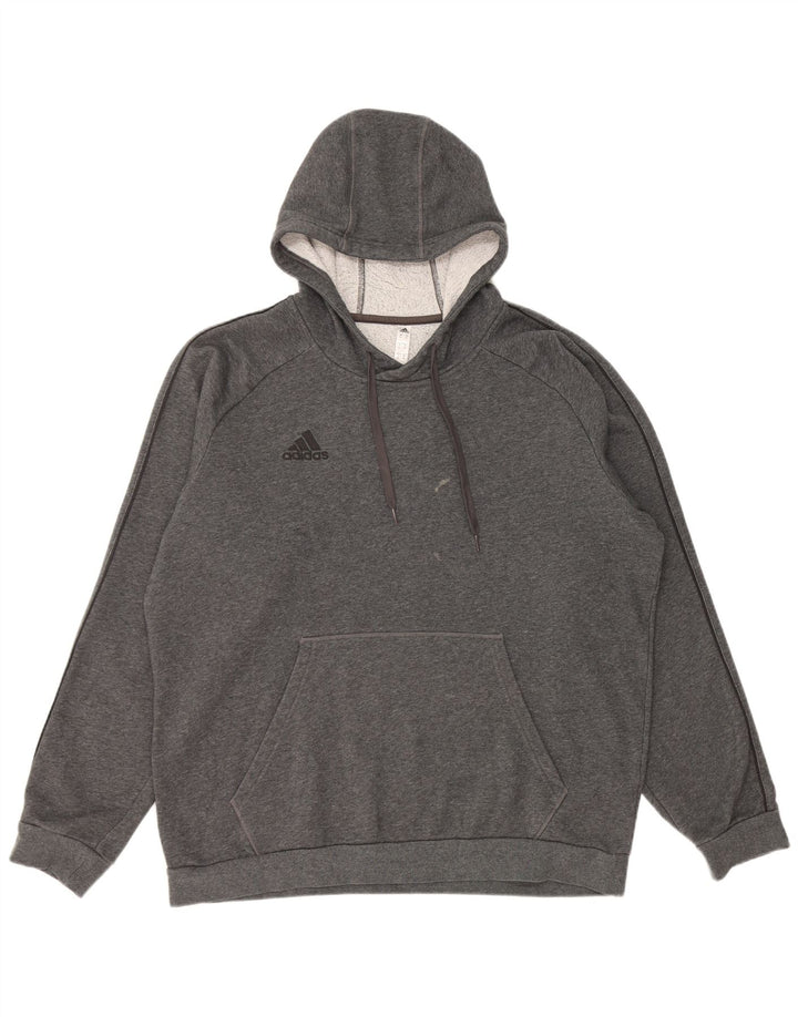 ADIDAS Mens Hoodie Jumper XL Grey Cotton