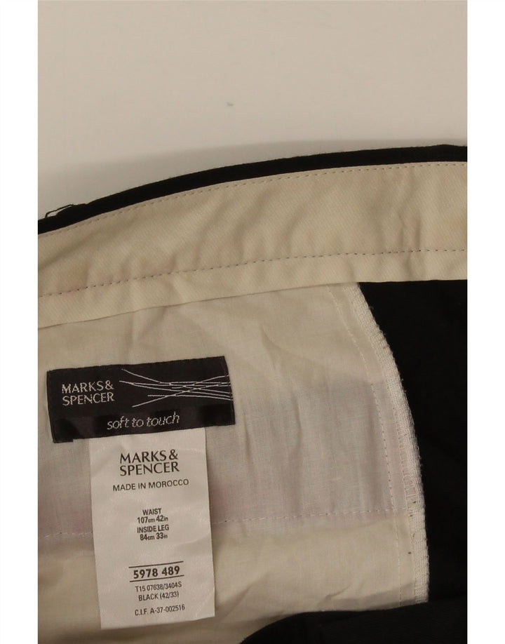 Marks & Spencer Mens Pegged Suit Trousers W42 L33 Black Viscose