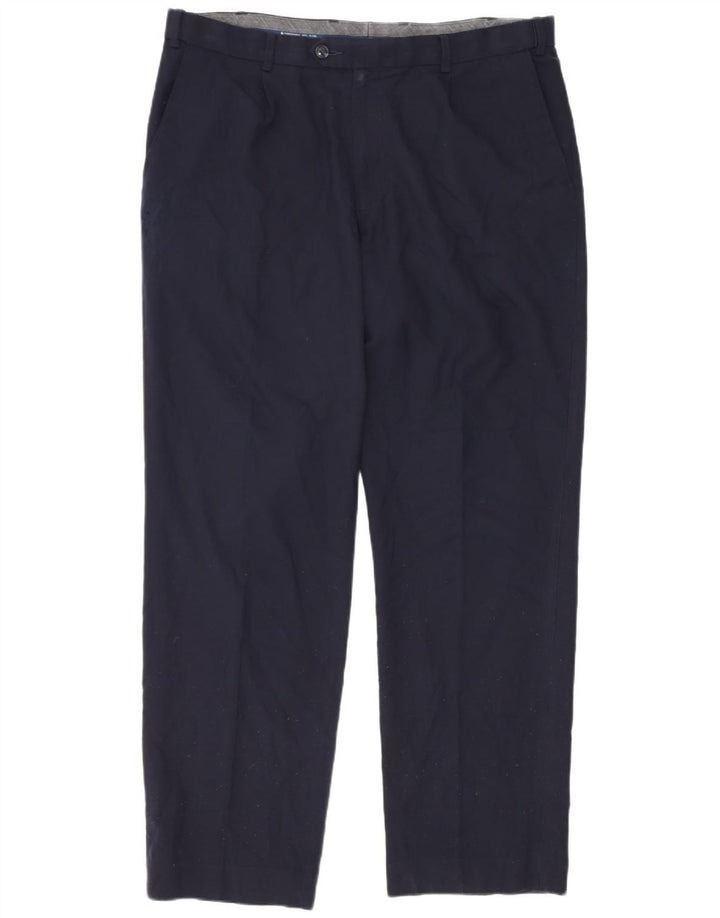 Marks & Spencer Mens Regular Fit Suit Trousers W36 L31 Navy Blue Wool