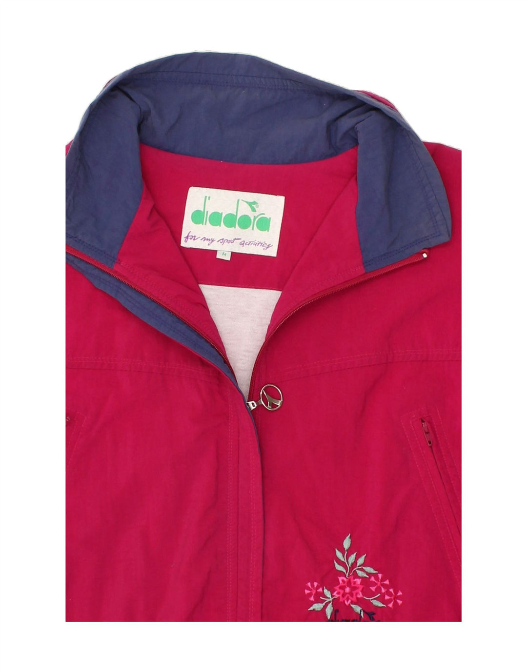 DIADORA Womens Windbreaker Jacket UK 14 Medium Pink Polyester | Vintage Diadora | Thrift | Second-Hand Diadora | Used Clothing | Messina Hembry 