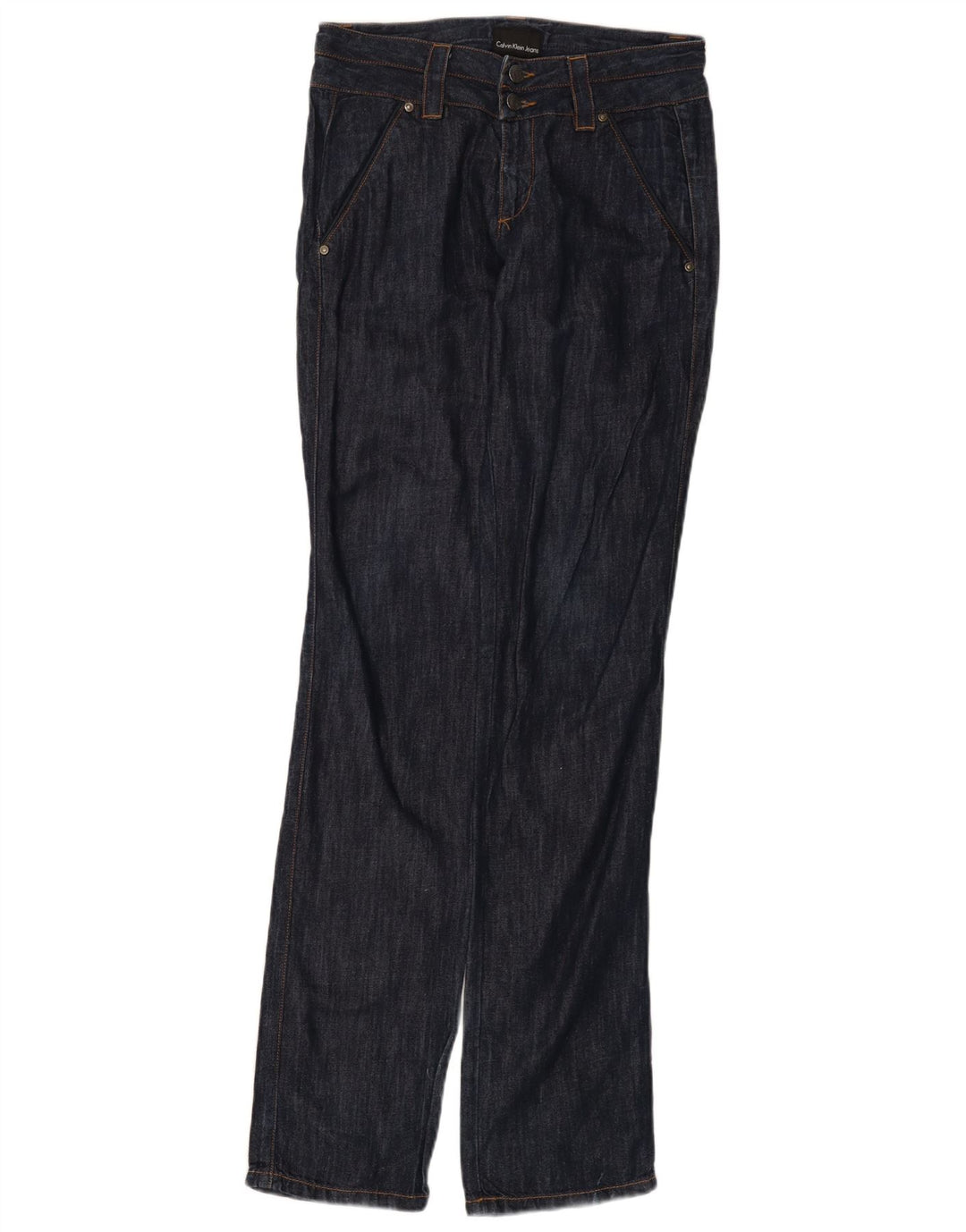 CALVIN KLEIN Womens Straight Jeans W27 L35 Navy Blue Cotton