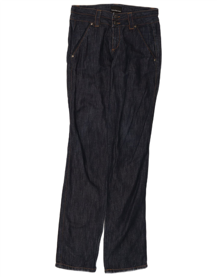 CALVIN KLEIN Womens Straight Jeans W27 L35 Navy Blue Cotton