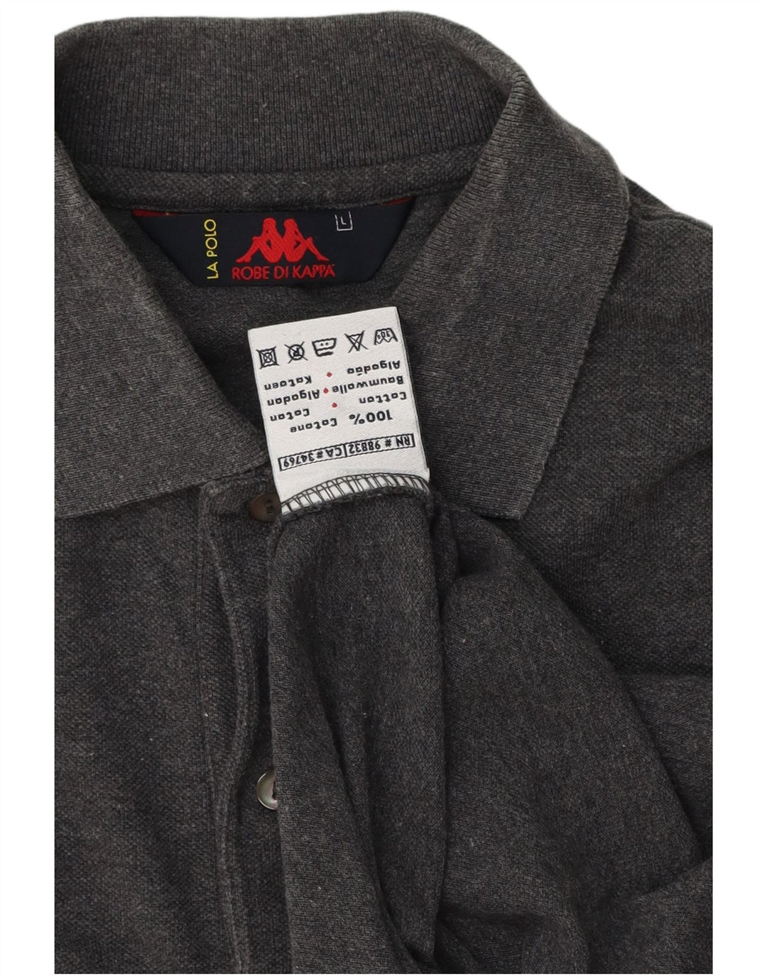 Kappa Mens Polo Shirt Large Grey Cotton