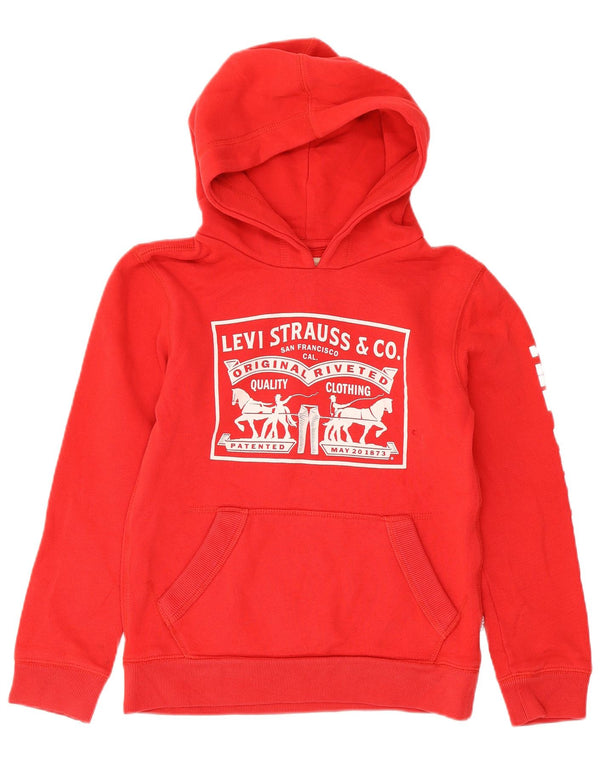Levi's Boys Graphic Hoodie Jumper 9-10 Years Red Cotton