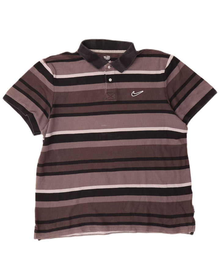 Nike Mens Polo Shirt XL Grey Striped