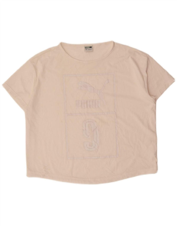 PUMA Womens Graphic T-Shirt Top UK 14 Large  White Polyester