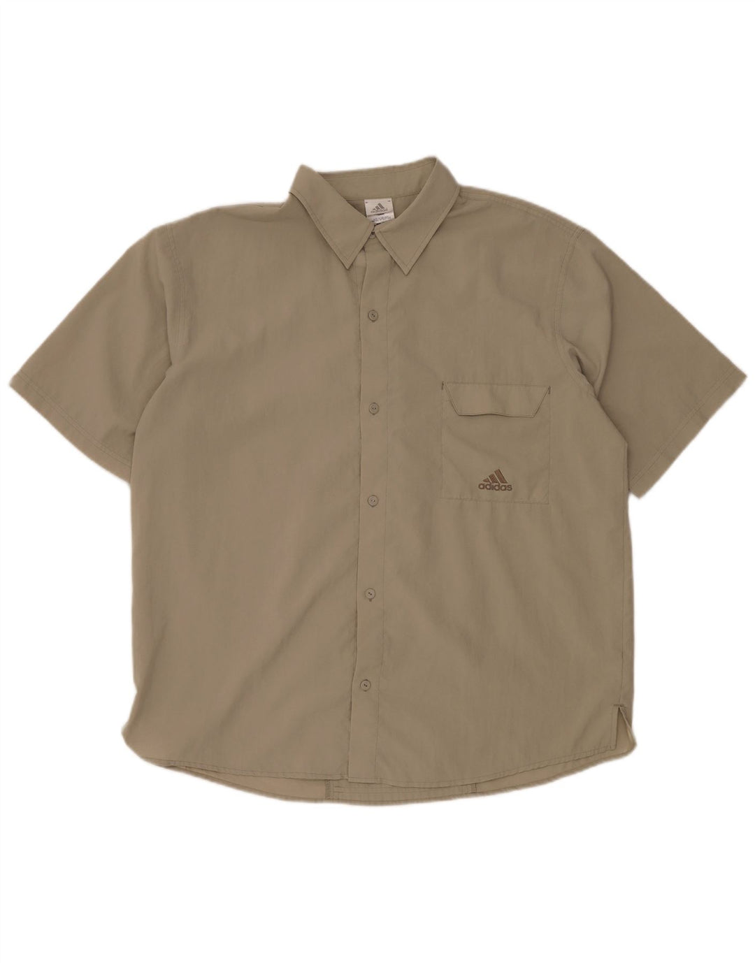 ADIDAS Mens Short Sleeve Shirt UK 46/48 XL Beige Polyester