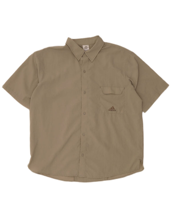 ADIDAS Mens Short Sleeve Shirt UK 46/48 XL Beige Polyester