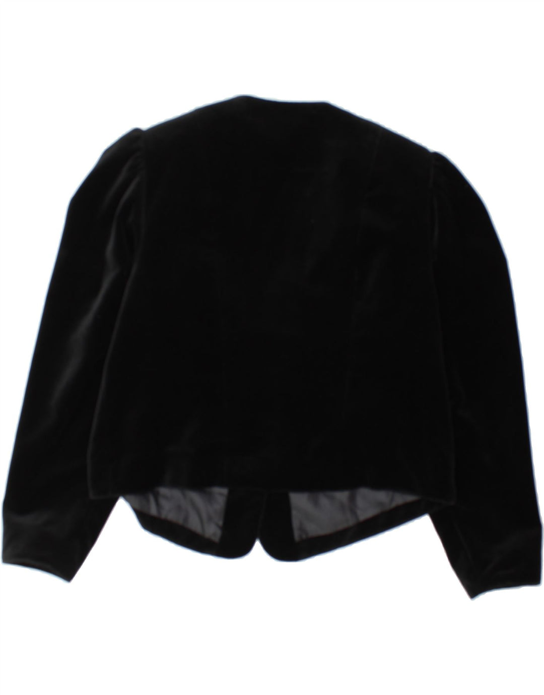VINTAGE Womens 3 Button Crop Blazer Jacket UK 16 Large  Black Cotton Vintage Vintage and Second-Hand Vintage from Messina Hembry 
