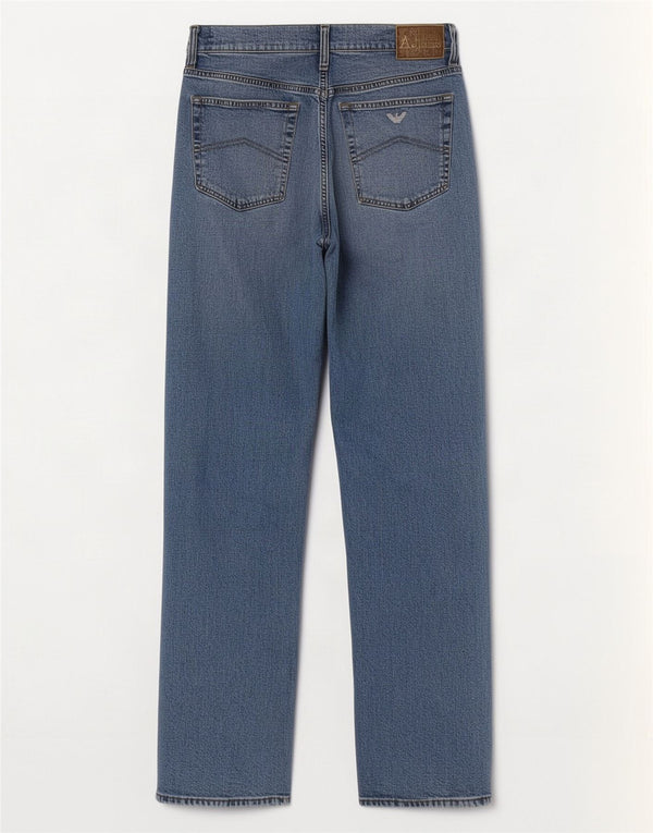 Armani Mens Straight Jeans W32 L32 Blue Cotton
