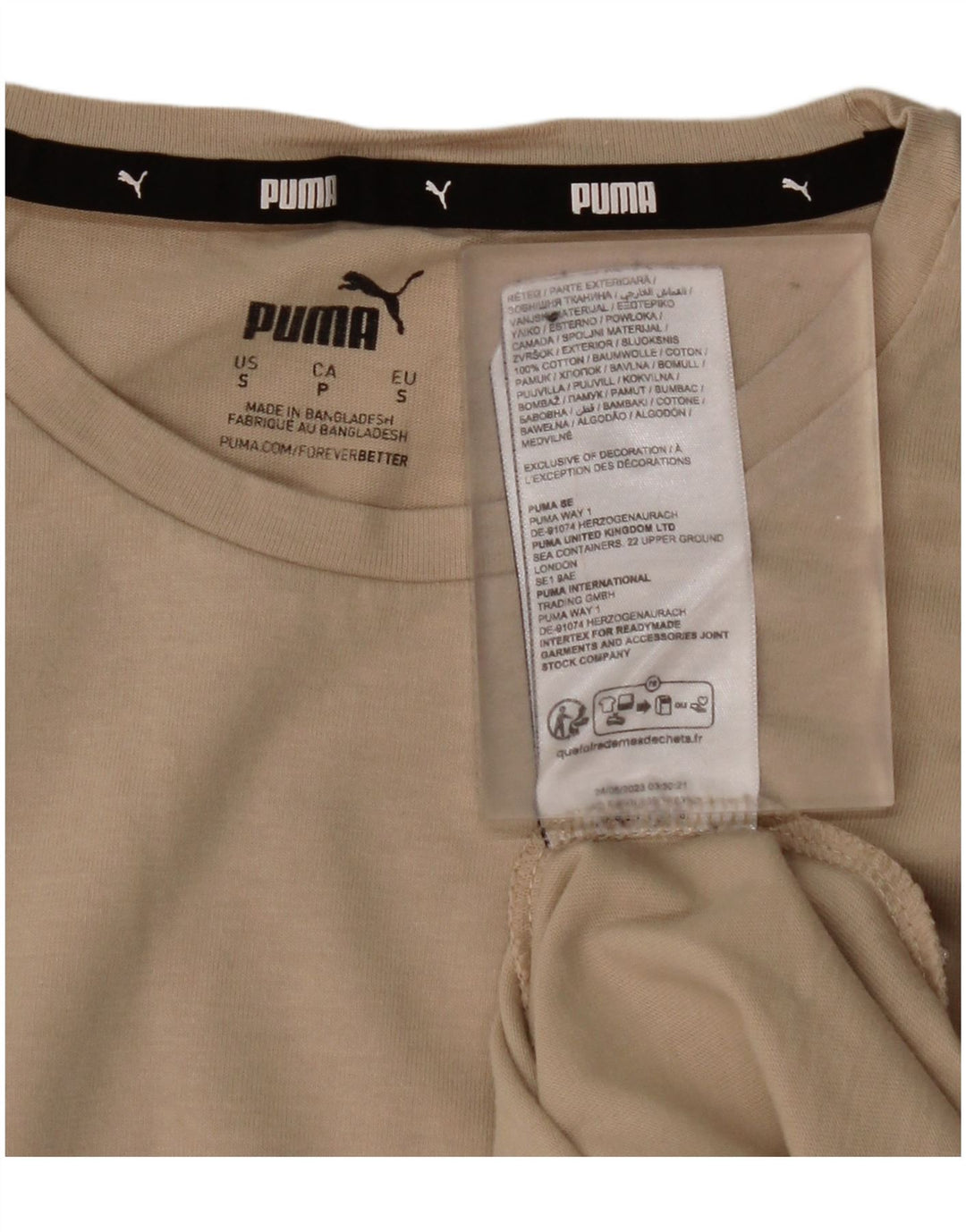 PUMA Womens T-Shirt Top UK 10 Small Beige Cotton