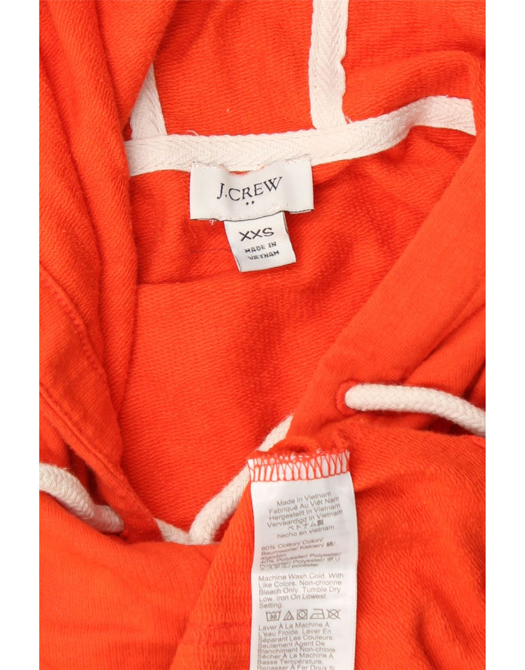 J. CREW Womens Hoodie Jumper UK 2 2XS Orange Cotton